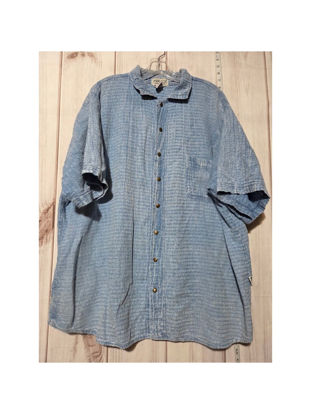 Mirage Cotton Gauze Shirt 1X Light Blue Striped Casual